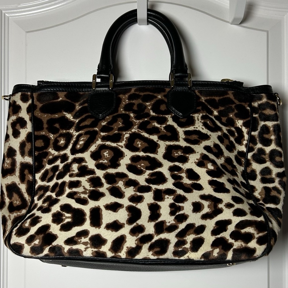 Tory Burch Calf Hair Gold Hardware Leopard‎ Print Tote Bag - Picture 2 of 5